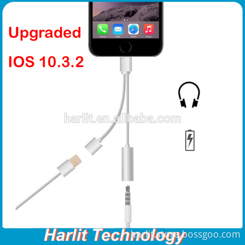 Upgraded Original Chip 2 in 1 Audio Charge Adapter For iPhone 7 IOS 10.3 Splitter Charge Cable
